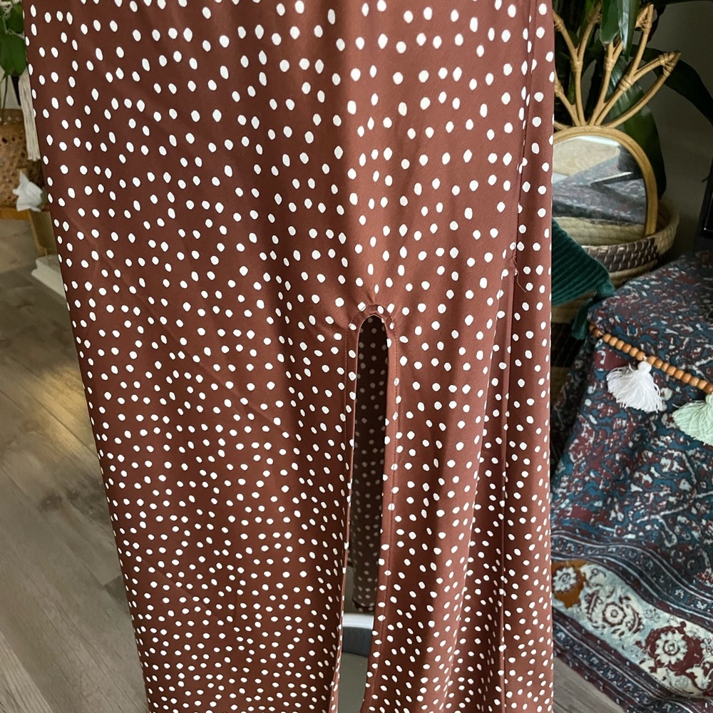 Urban Outfitters brown and white polka dot midi NWT SZ S - Picture 5 of 16